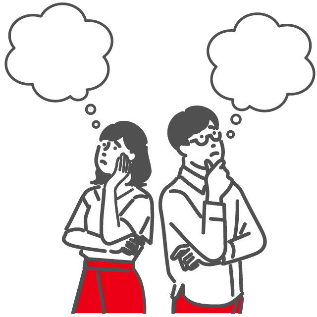 悩んでいる男女のイラスト